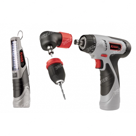 Дрель шуруповерт аккумуляторный 10.8В 2*1.3Ач 2скорости + фонарь Kress 108 AS-2 set L