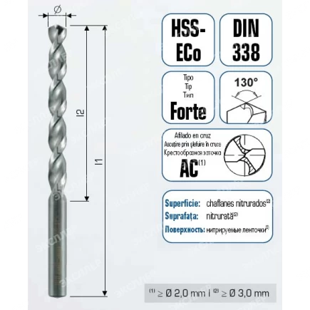 Сверло по стали Forte Cobalt 6.5х101 18306501 ALPEN